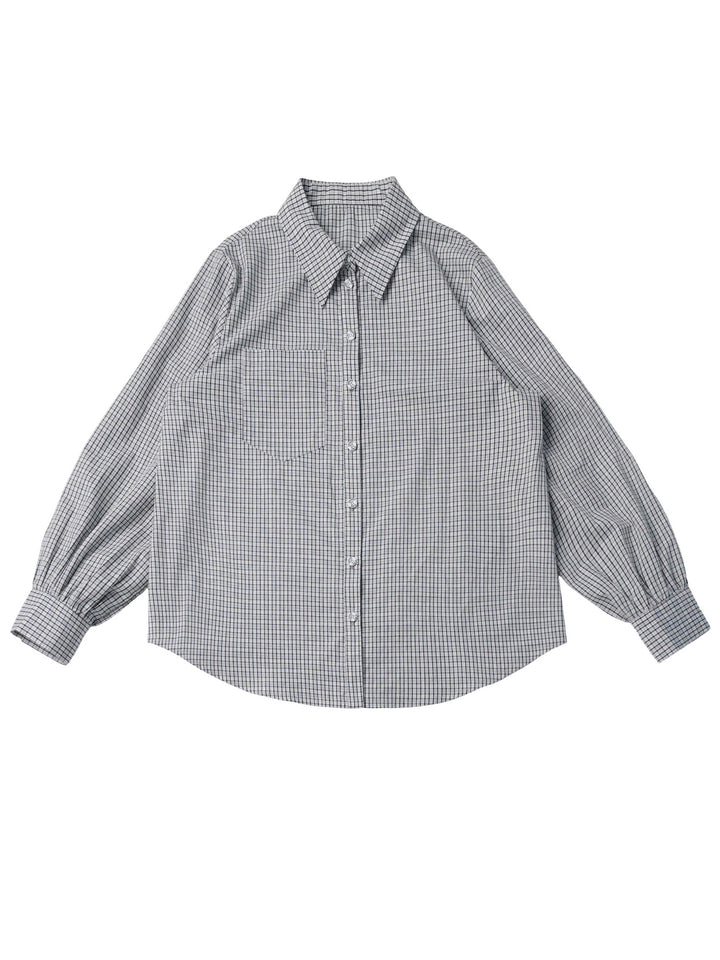 Gray Micro Plaid Button-Up Shirt