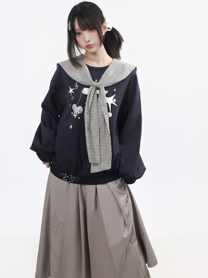 Star Appliqué Chain Midi Skirt