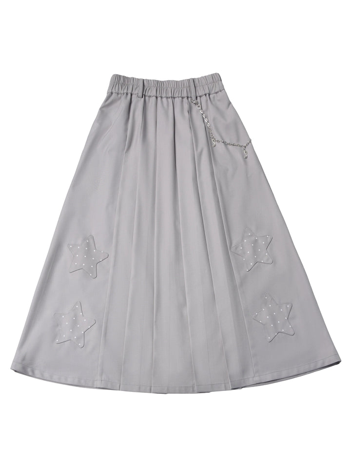 Star Appliqué Chain Midi Skirt