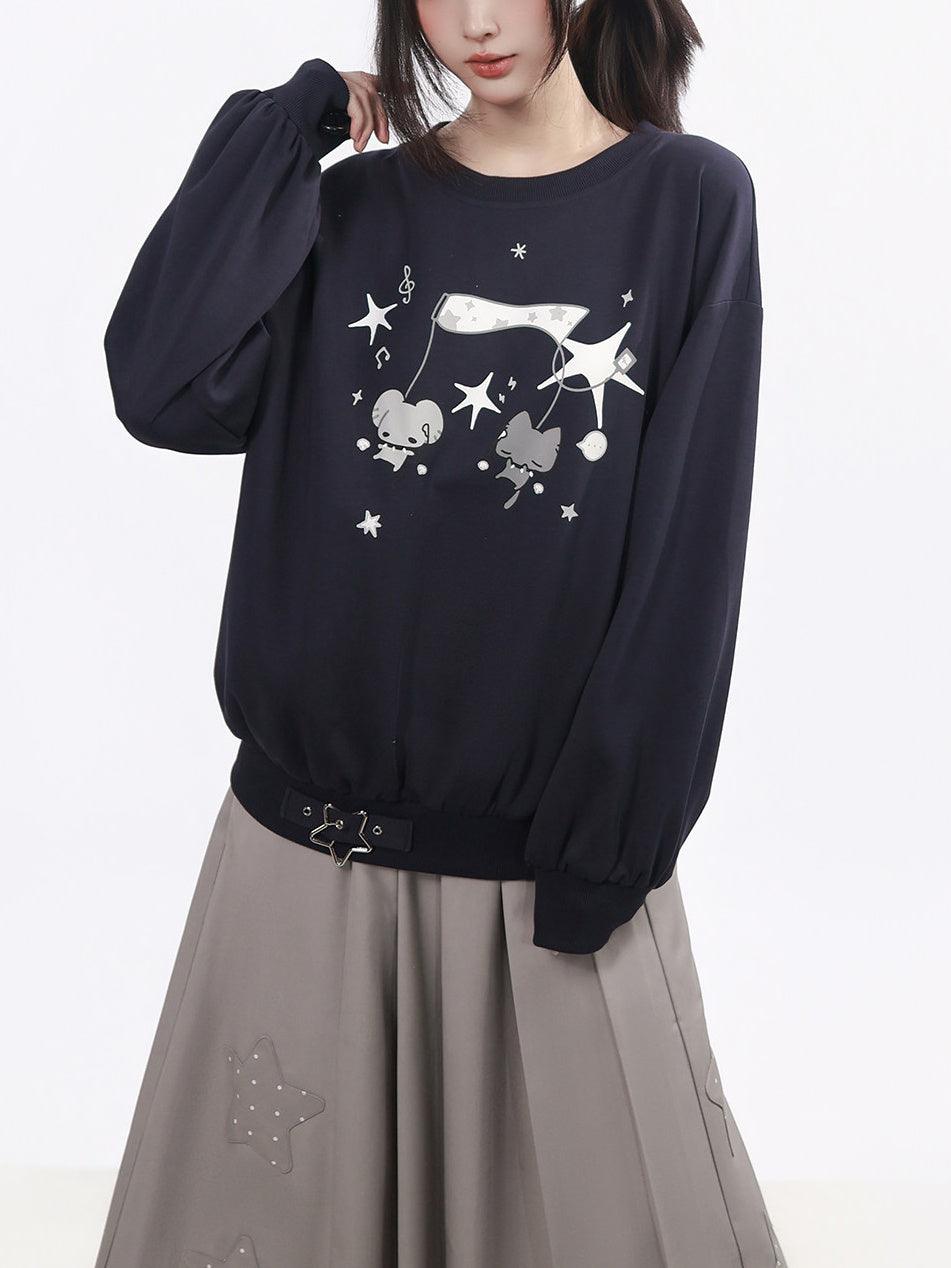 Star Appliqué Chain Midi Skirt