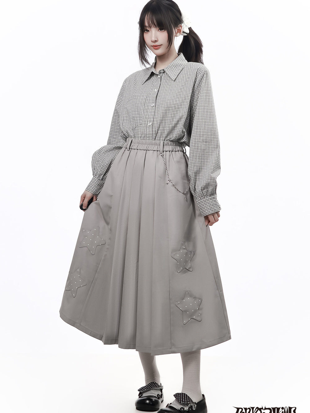 Star Appliqué Chain Midi Skirt