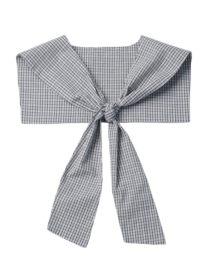 Gray Micro Plaid Sailor Capelet