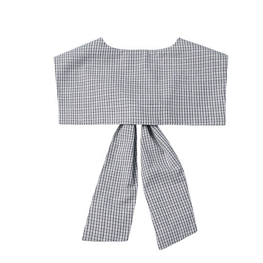 Gray Micro Plaid Sailor Capelet