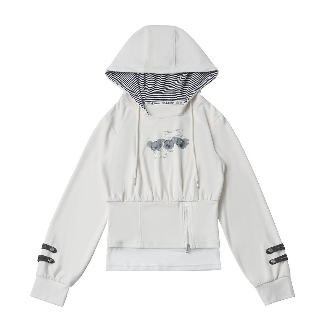Koala Graphic Corset-Waist Hoodie