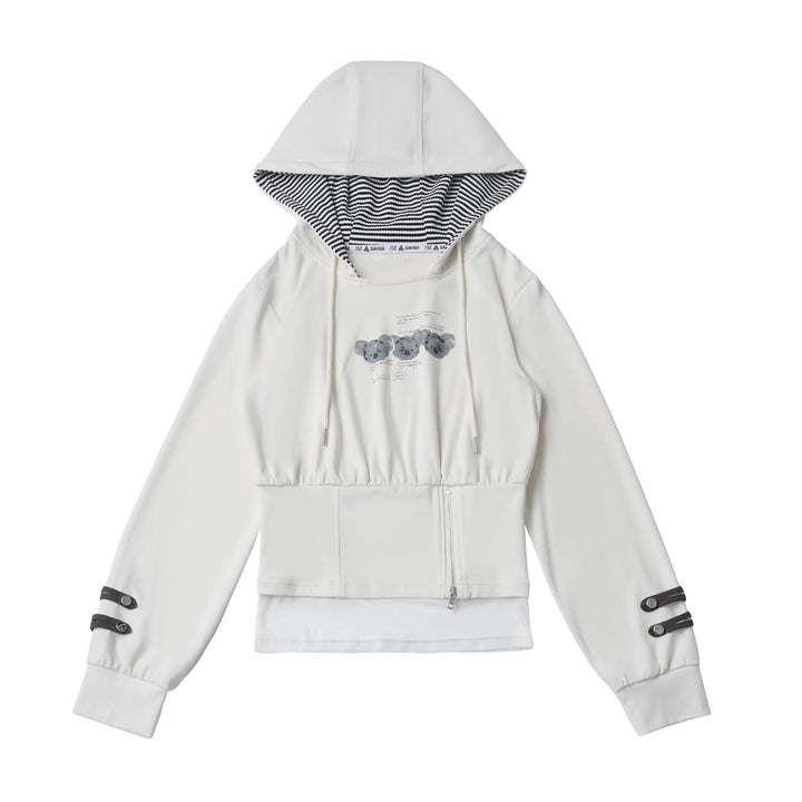 Koala Graphic Corset-Waist Hoodie
