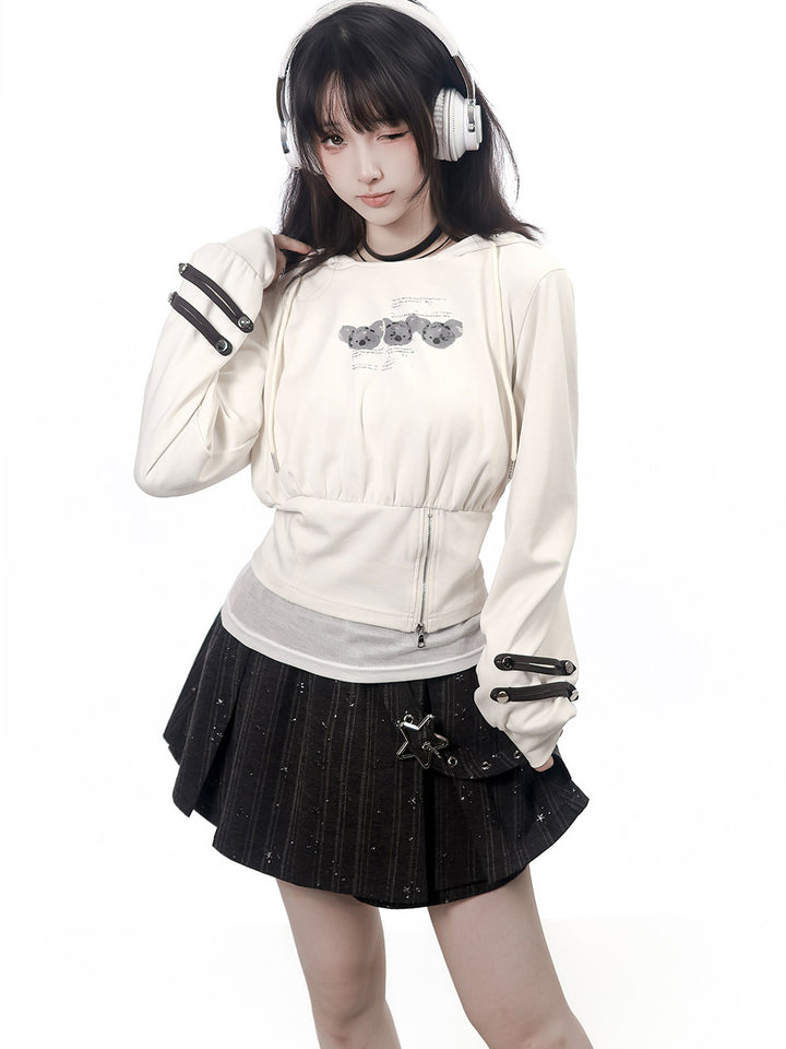 Koala Graphic Corset-Waist Hoodie