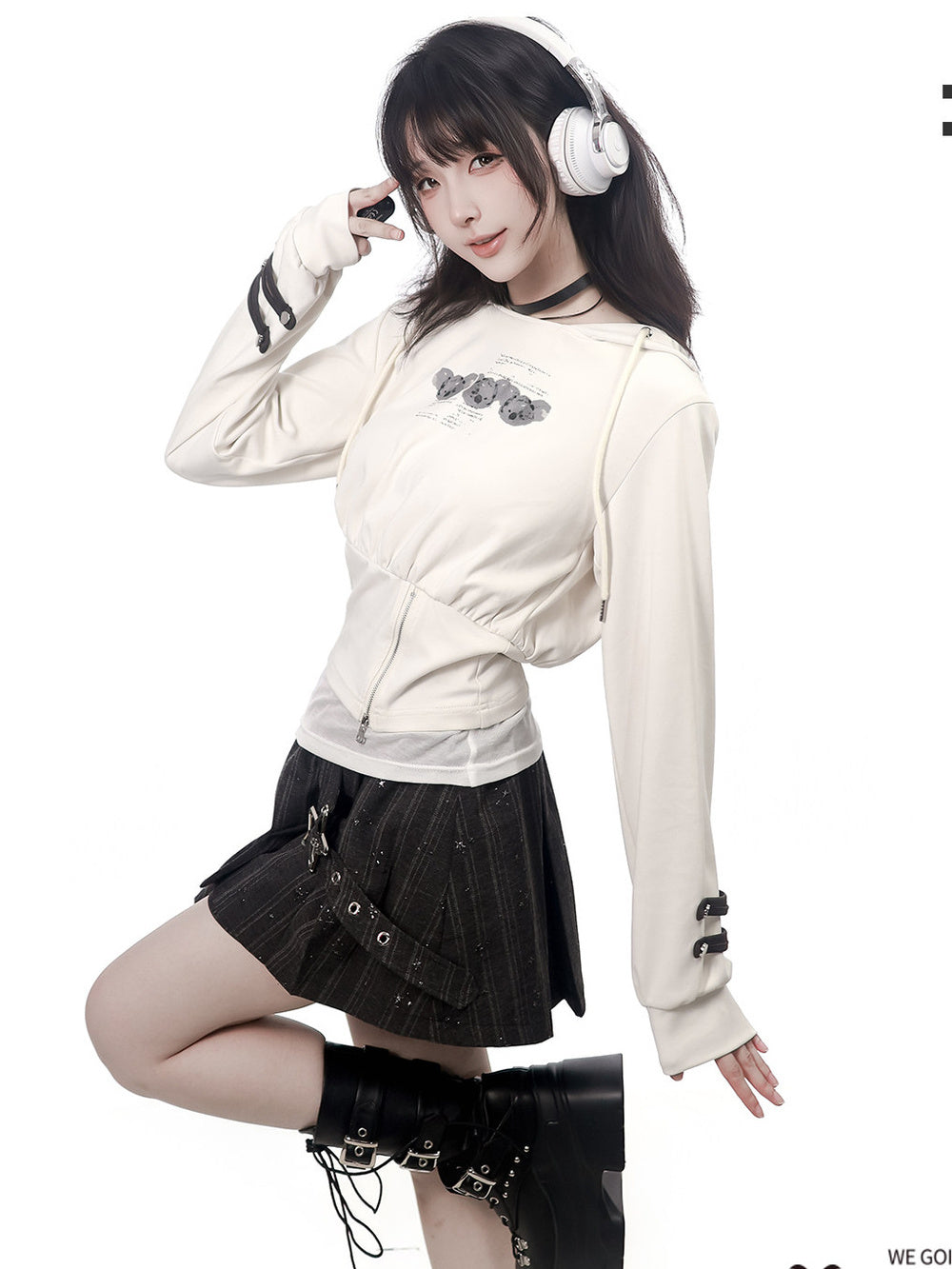 Koala Graphic Corset-Waist Hoodie