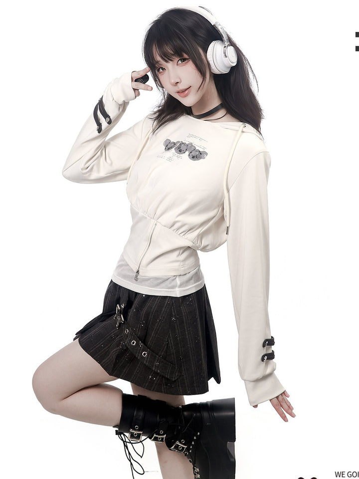 Koala Graphic Corset-Waist Hoodie