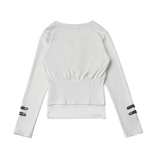 Bear Graphic Zip-Waist Long Sleeve Top