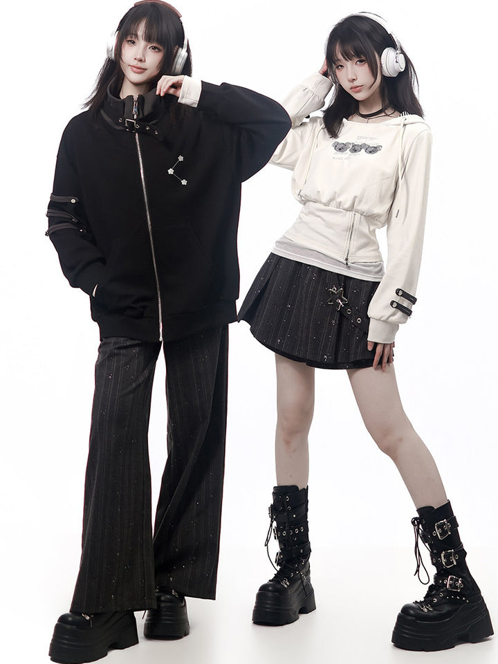 Star Buckle Pinstripe Skort