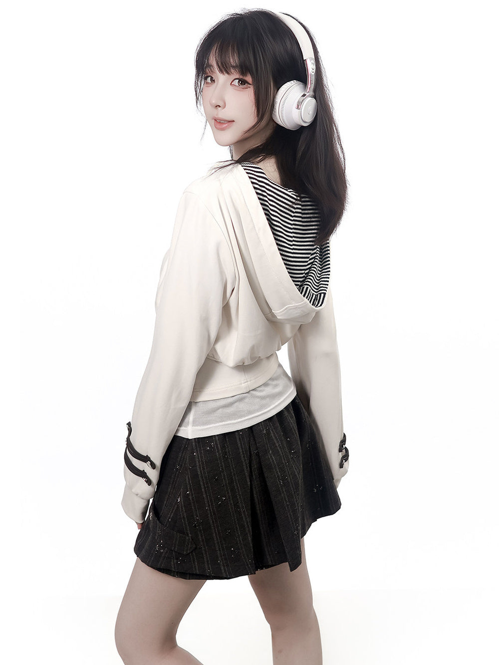 Star Buckle Pinstripe Skort