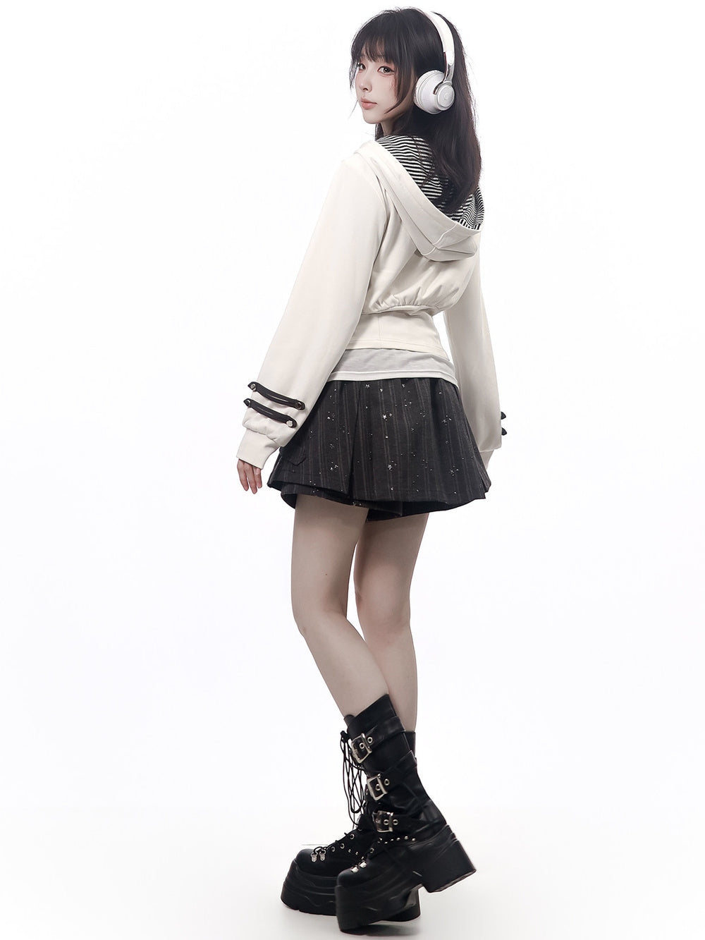 Star Buckle Pinstripe Skort