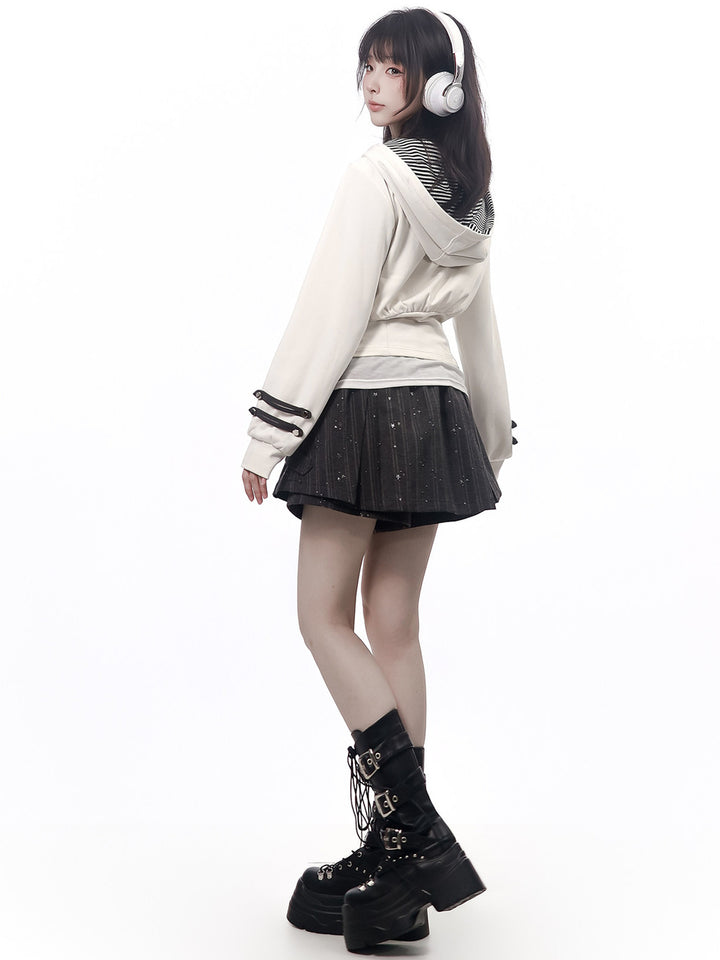 Star Buckle Pinstripe Skort
