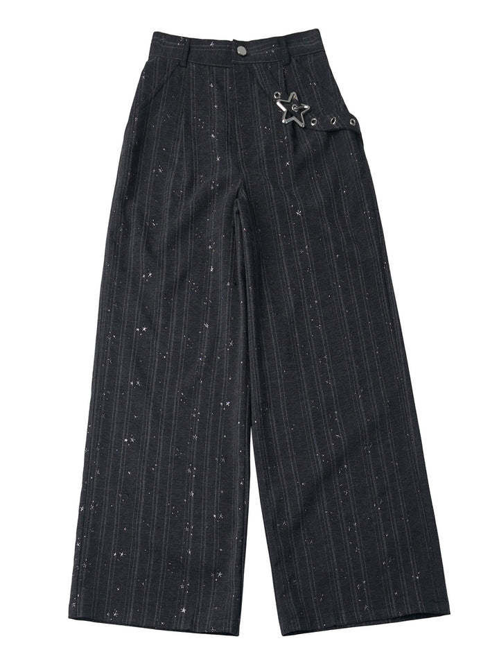 Star Buckle Celestial Wide Leg Pants