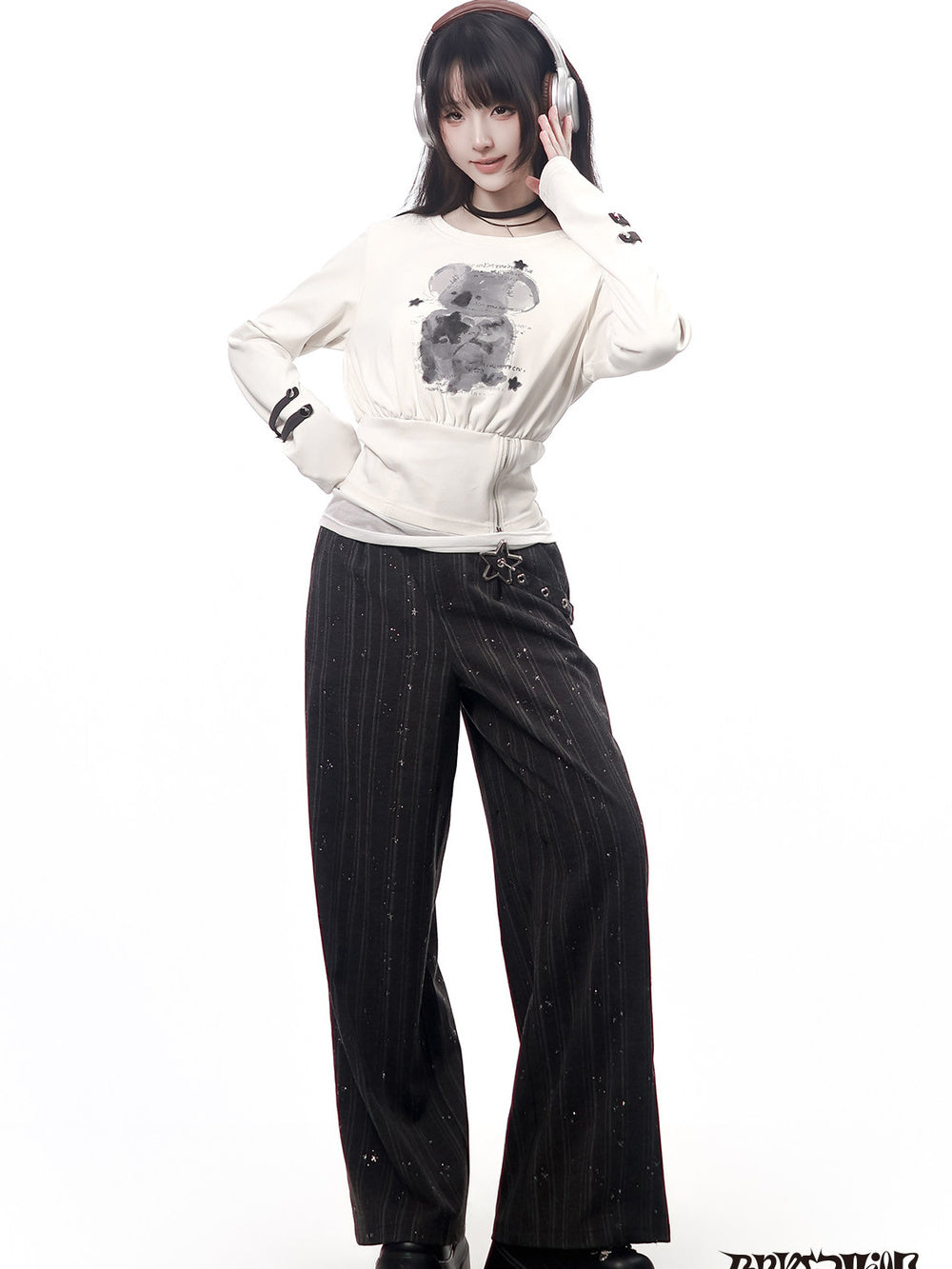 Star Buckle Celestial Wide Leg Pants