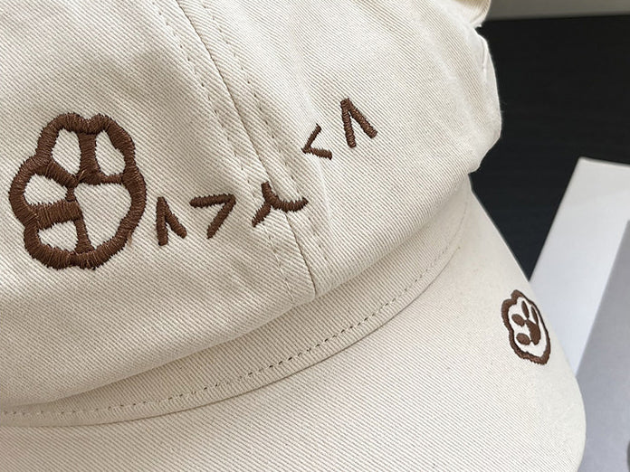 Cute Cat Ear Paw Embroidered Cap