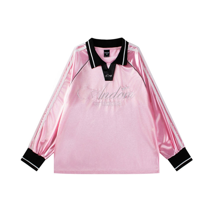 Pink Letter Embroidery Sporty Versatile Lace Sweatshirt