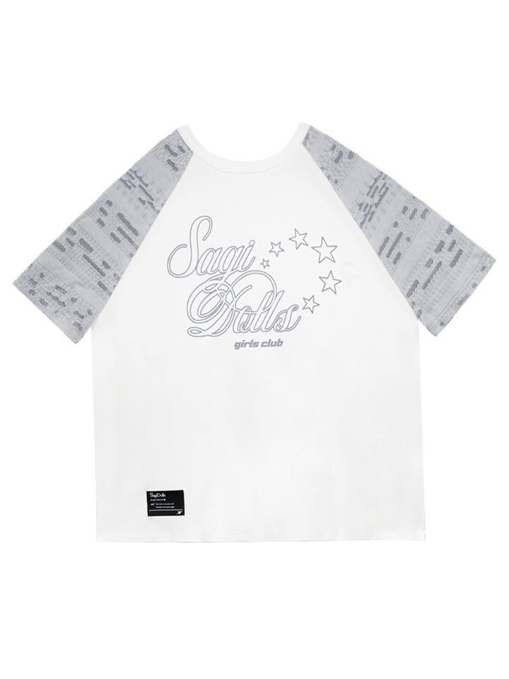 Star Script Distressed Raglan T-Shirt