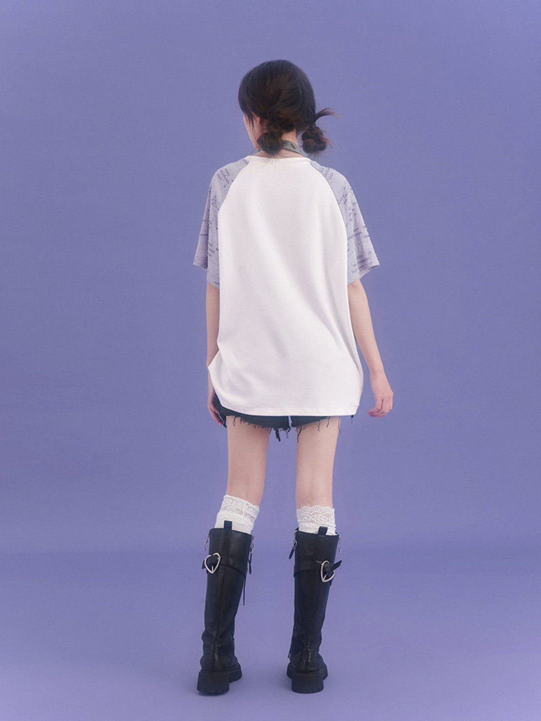 Star Script Distressed Raglan T-Shirt