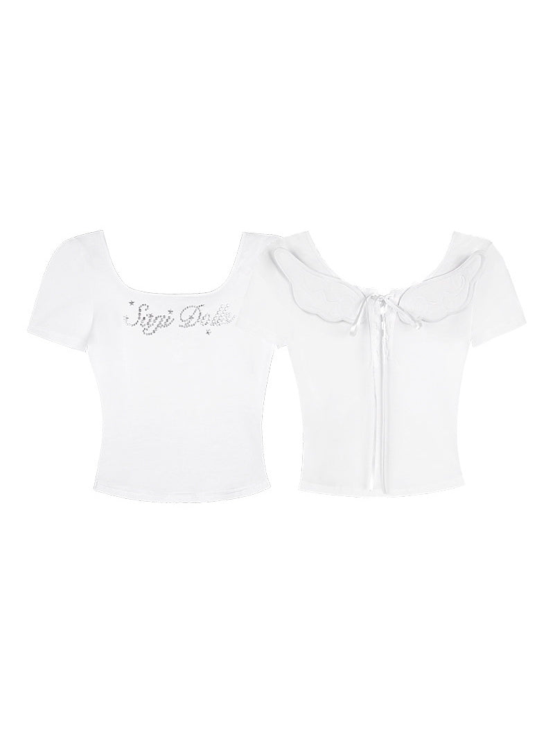 Angel Wing Lace-Up Baby Tee