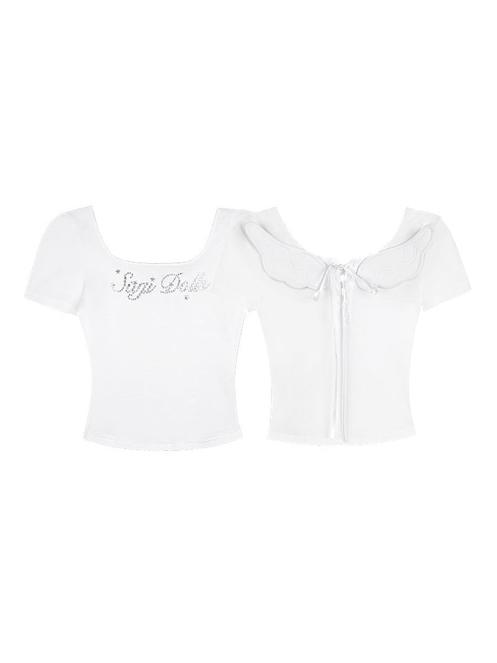 Angel Wing Lace-Up Baby Tee