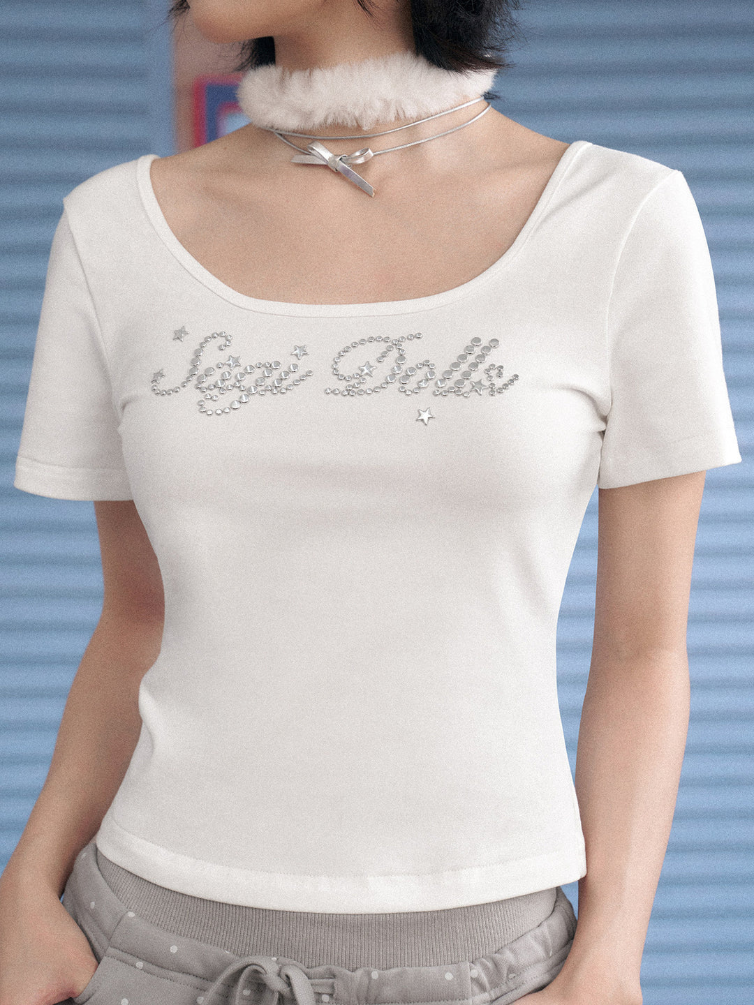 Angel Wing Lace-Up Baby Tee