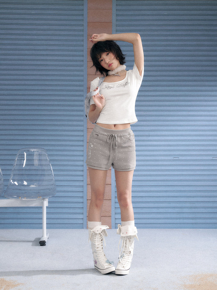 Angel Wing Lace-Up Baby Tee
