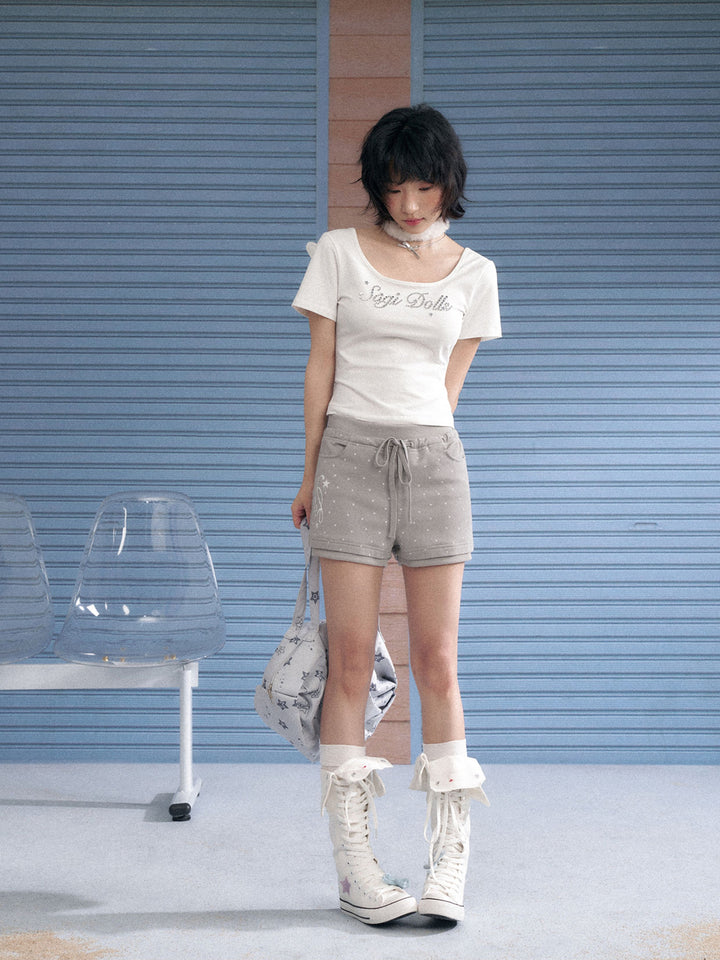 Angel Wing Lace-Up Baby Tee