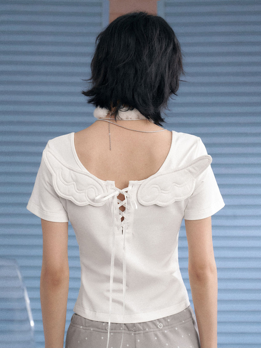 Angel Wing Lace-Up Baby Tee