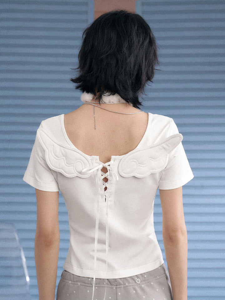 Angel Wing Lace-Up Baby Tee