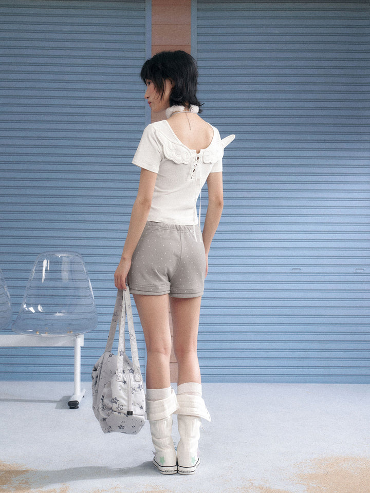 Angel Wing Lace-Up Baby Tee