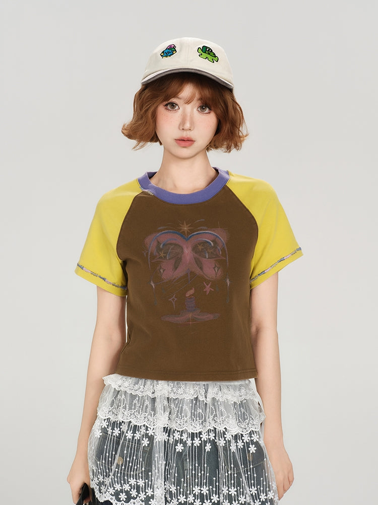 Vintage Crew Neck Short Sleeve Summer T-shirt