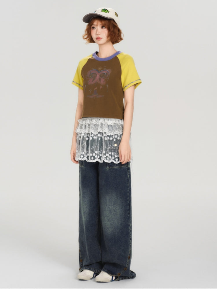 Vintage Crew Neck Short Sleeve Summer T-shirt