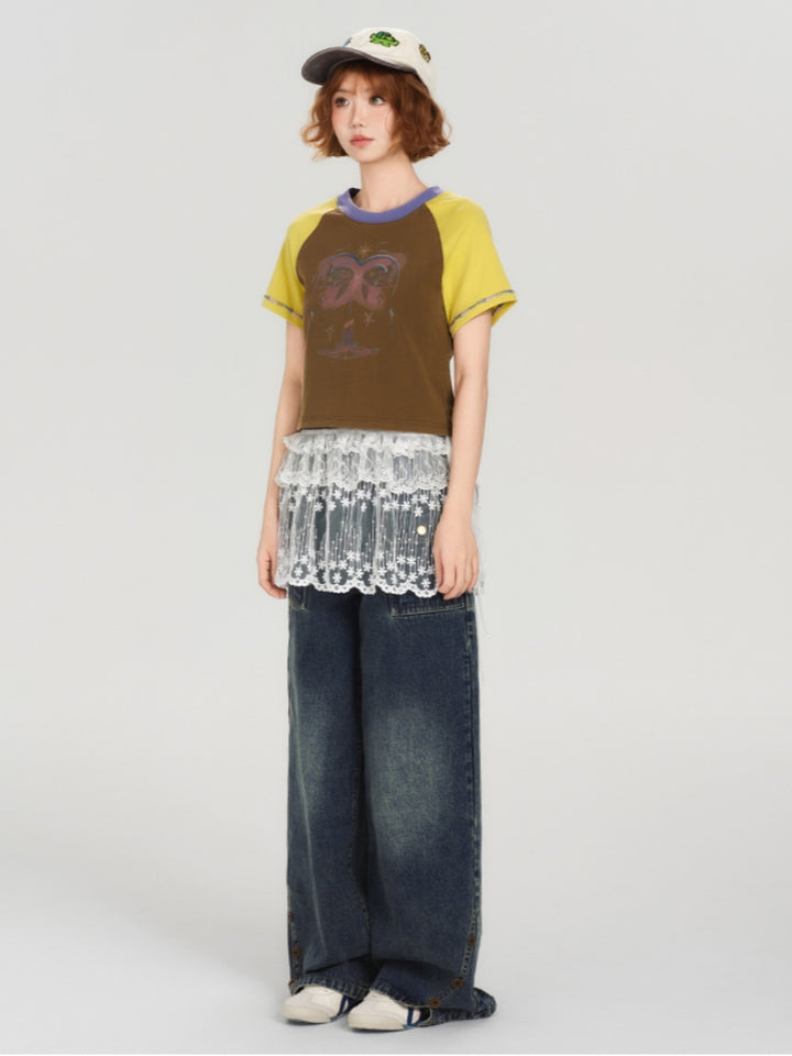 Vintage Crew Neck Short Sleeve Summer T-shirt