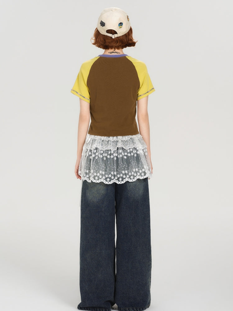 Vintage Crew Neck Short Sleeve Summer T-shirt