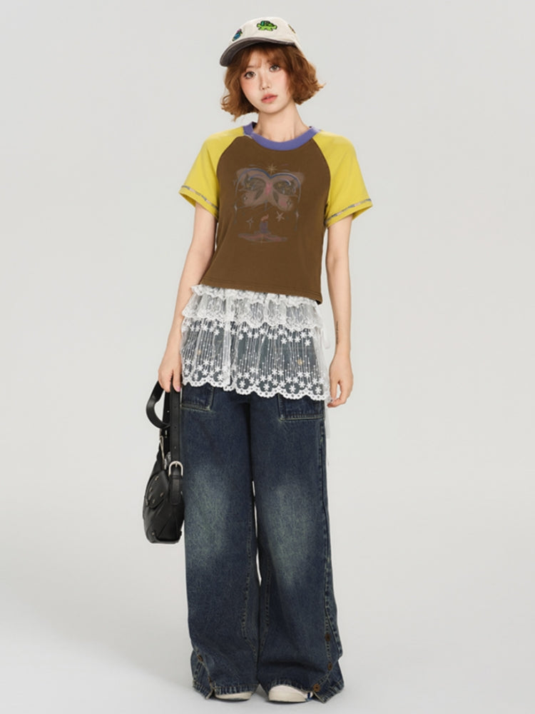 Vintage Crew Neck Short Sleeve Summer T-shirt