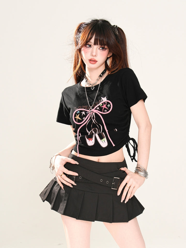 Gothic Ballet-Inspired Black T-Shirt