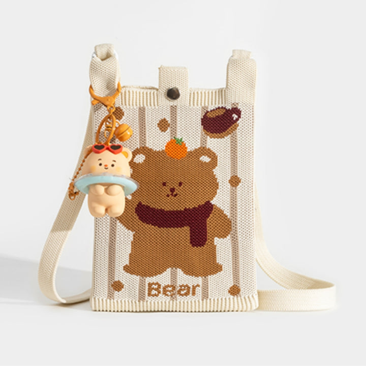 Cartoon Bear Knitted Phone Bag