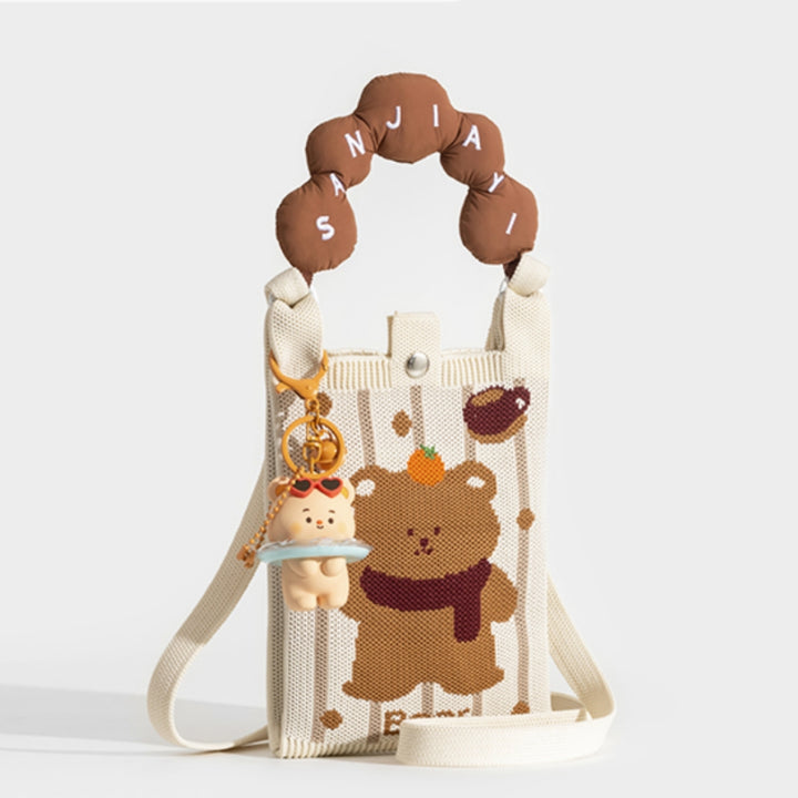 Cartoon Bear Knitted Phone Bag
