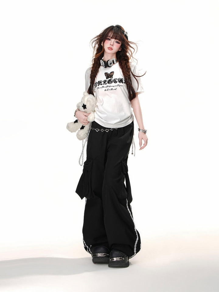 Punk Style Fitted Short-Sleeve T-Shirt