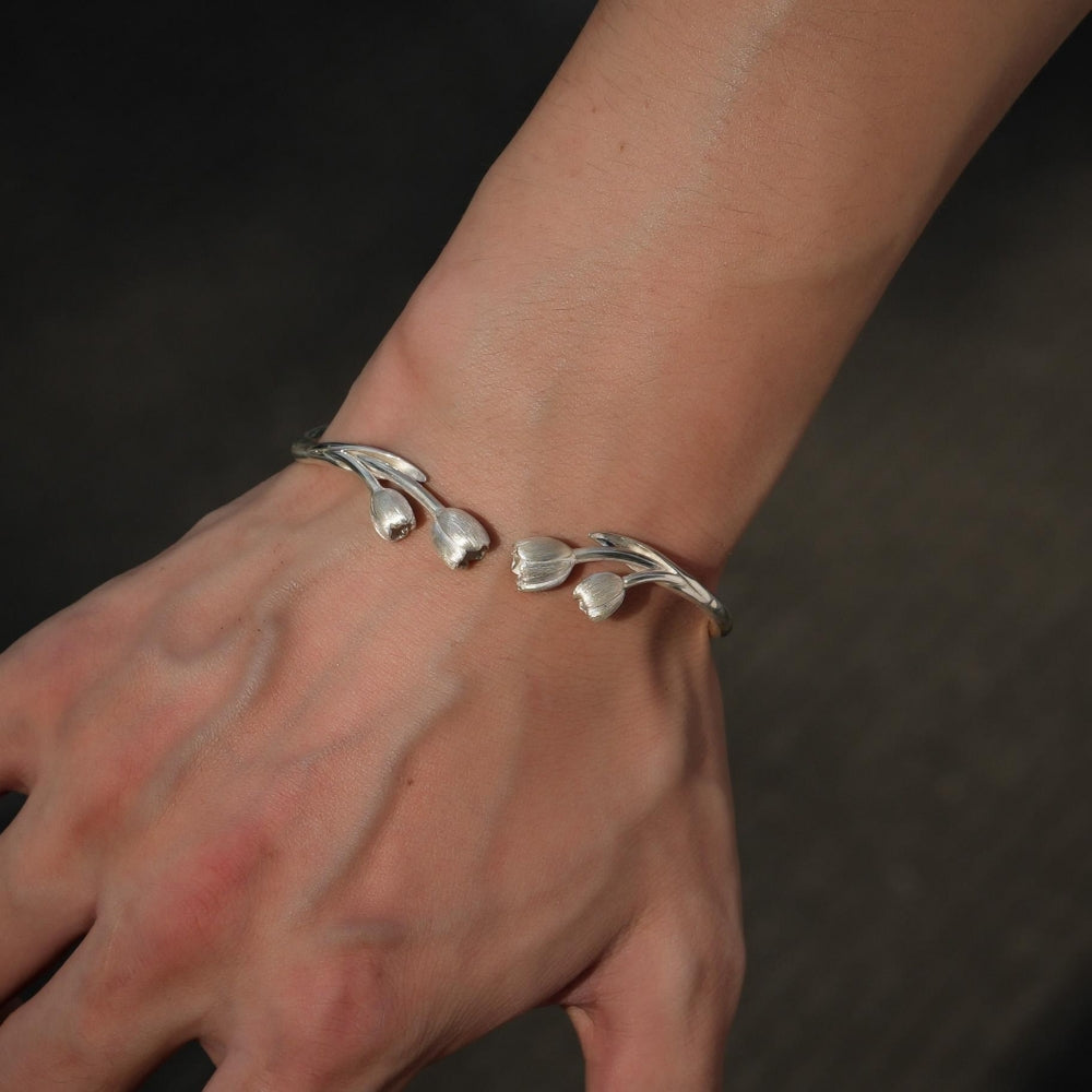 Tulip Flower Silver Bracelet