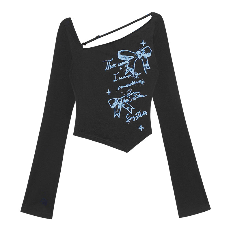 Dark Graffiti Print Autumn Top