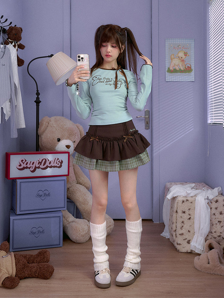 Bow Keyhole Graphic Long Sleeve Top