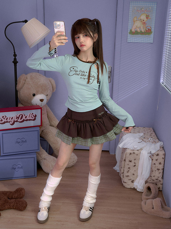 Bow Keyhole Graphic Long Sleeve Top