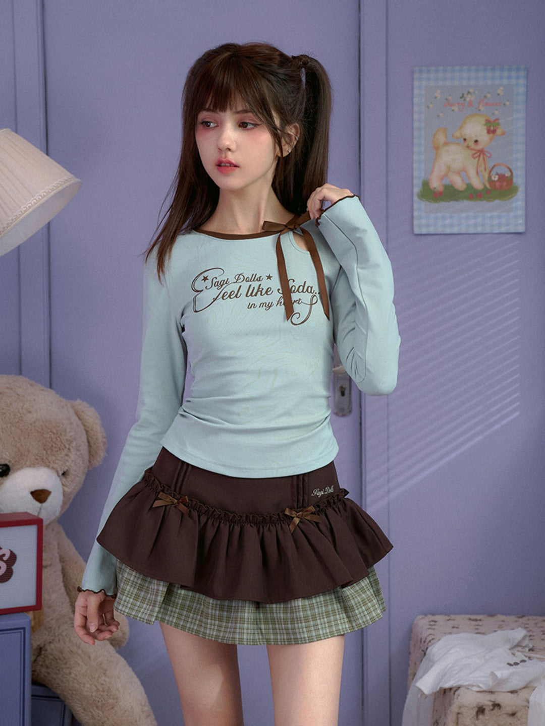 Bow Keyhole Graphic Long Sleeve Top