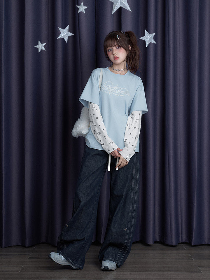 Puppy Party Layered Sleeve T-Shirt