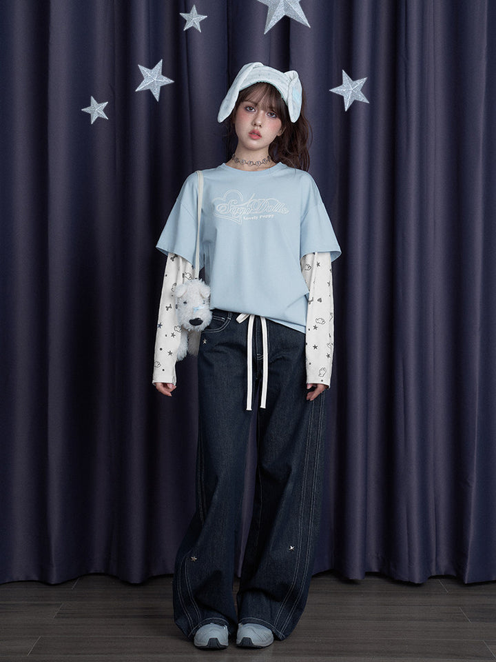 Puppy Party Layered Sleeve T-Shirt