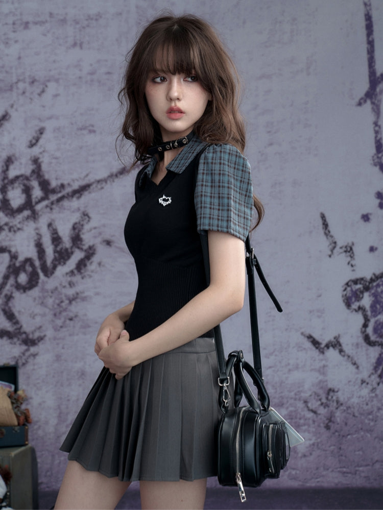 Preppy Knit Faux Two-Piece Tank Top