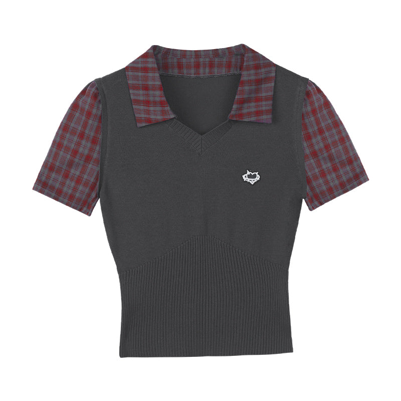 Preppy Knit Faux Two-Piece Tank Top