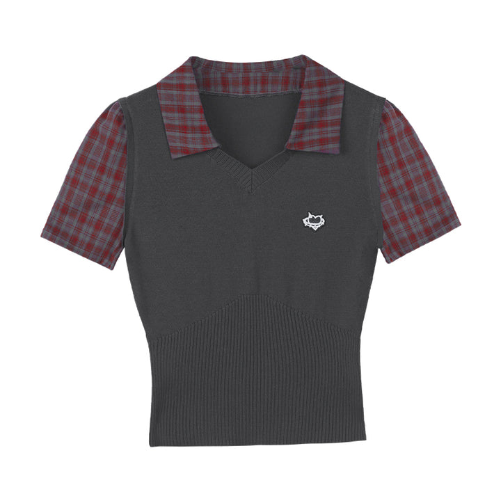 Preppy Knit Faux Two-Piece Tank Top